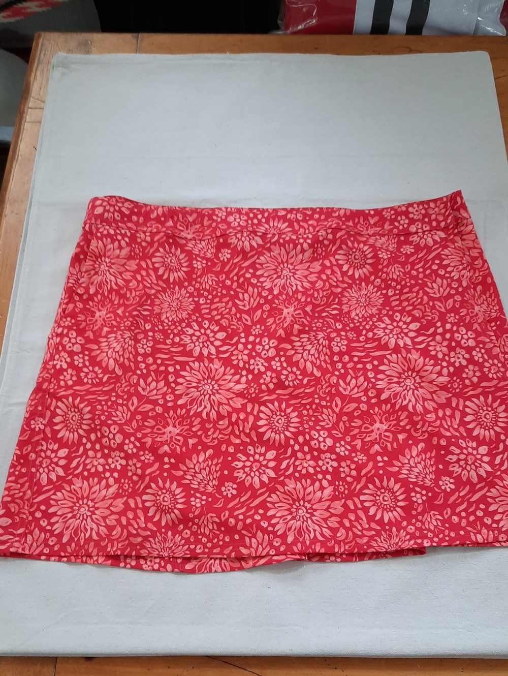 Rip Skirt Hawaii Floral Print Pink Red Wrap Women's Skirt With Pockets